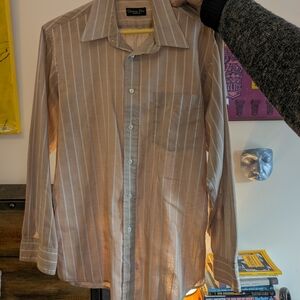 Dior Men's Beige Striped Button-Down Shirt
